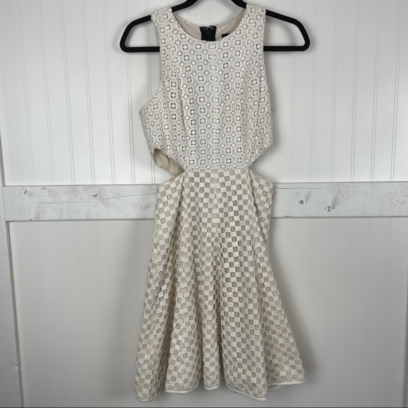 TIBI Sonoran Eyelet Ivory Cutout Cotton Dress - Picture 2 of 7